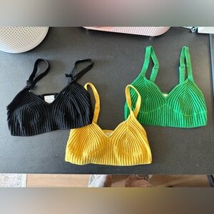 Wild Fable Ribbed Camisole Trio - Black, Yellow, Green